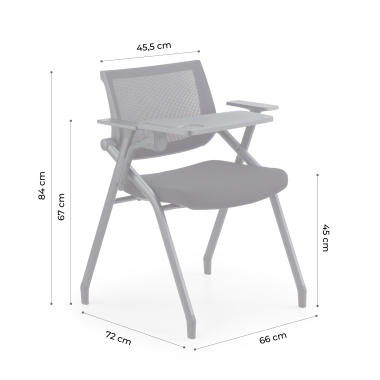 chaise avec tablette noir avec une palette d ecriture maille accoudoirs fixes 15