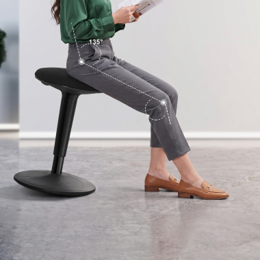tabouret ergonomique noir giro tissu sans accoudoirs 2