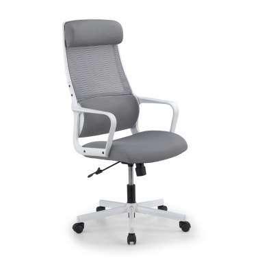 chaise teletravail blanc gris venus maille accoudoirs fixes soutien lombaire appui tete 1
