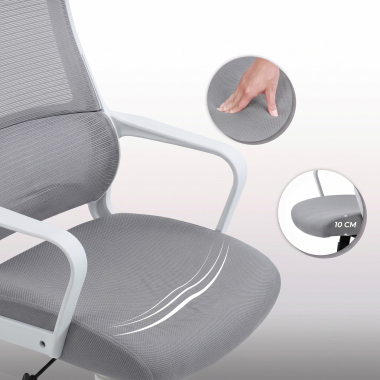chaise teletravail blanc gris venus maille accoudoirs fixes soutien lombaire appui tete 10