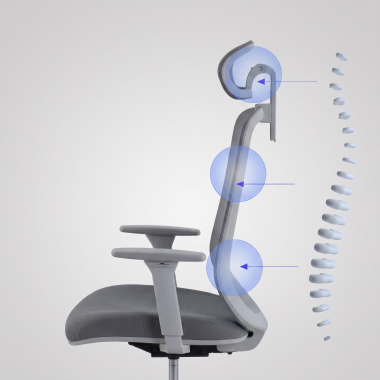 chaise teletravail blanc gris task maille accoudoirs reglables 1d soutien lombaire appui tete 4