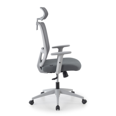 chaise teletravail blanc gris aria maille accoudoirs reglables 1d soutien lombaire appui tete 7