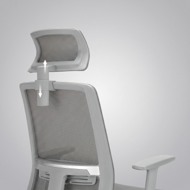 chaise teletravail blanc gris aria maille accoudoirs reglables 1d soutien lombaire appui tete 15