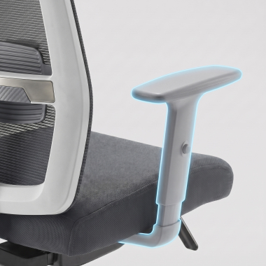 chaise teletravail blanc gris aria maille accoudoirs reglables 1d soutien lombaire appui tete 11