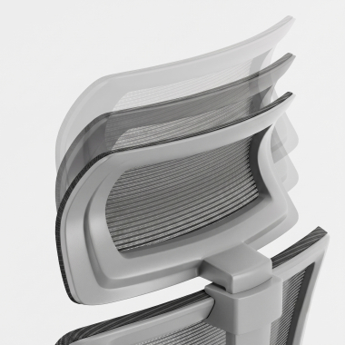 chaise teletravail blanc gris aria maille accoudoirs reglables 1d soutien lombaire appui tete 12