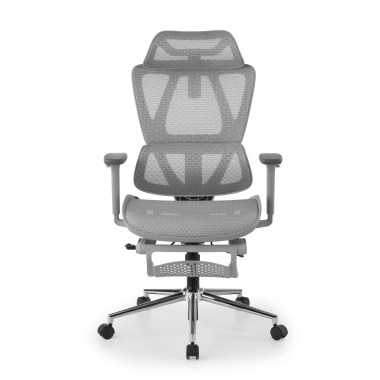 chaise de bureau blanc gris sion maille accoudoirs mobiles appui tete repose pieds extensible 3