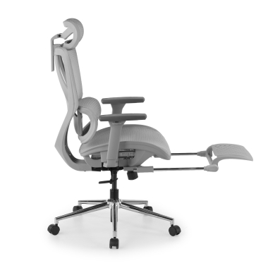 chaise de bureau blanc gris sion maille accoudoirs mobiles appui tete repose pieds extensible 4