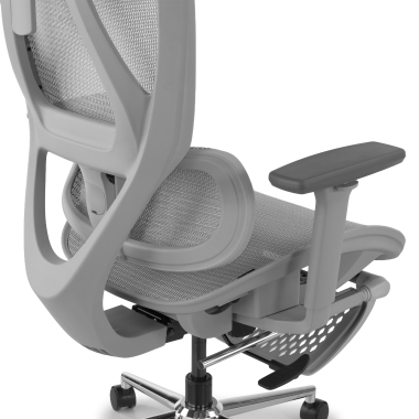 chaise de bureau blanc gris sion maille accoudoirs mobiles appui tete repose pieds extensible 6