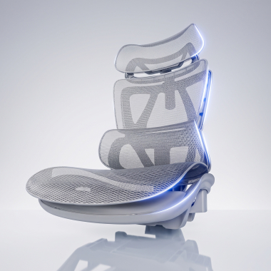 chaise de bureau blanc gris sion maille accoudoirs mobiles appui tete repose pieds extensible 7