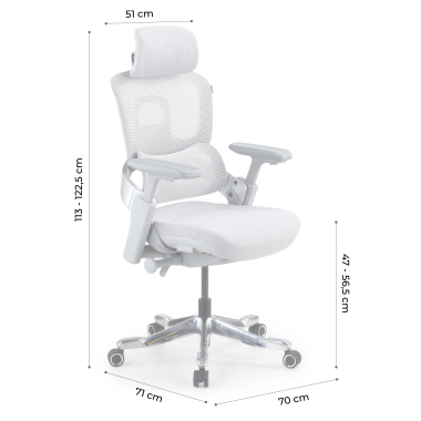 chaise ergonomique blanc gris chaise ergonomique zenpro aluminium maille accoudoirs reglables 4d double soutien lombaire appui tete 20