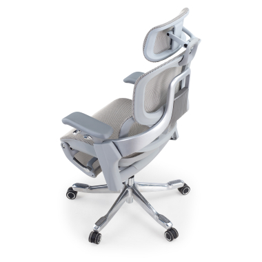 chaise ergonomique blanc gris chaise ergonomique zenmax en aluminium repose pieds maille accoudoirs reglables 4d double soutien lombaire appui tete repose pieds extensible 18