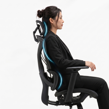 chaise ergonomique noir velstrom maille accoudoirs reglables 3d double soutien lombaire appui tete 10