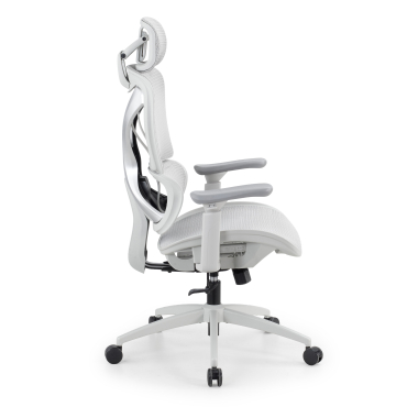 chaise ergonomique blanc gris velstrom maille accoudoirs reglables 3d double soutien lombaire appui tete 4