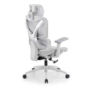 chaise ergonomique blanc gris velstrom maille accoudoirs reglables 3d double soutien lombaire appui tete 6