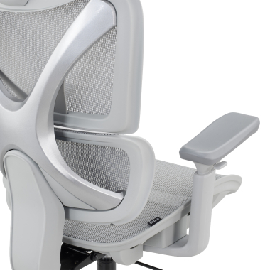 chaise ergonomique blanc gris velstrom maille accoudoirs reglables 3d double soutien lombaire appui tete 5