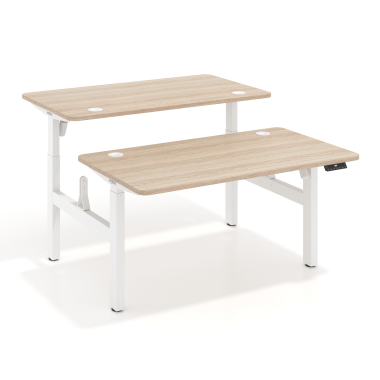 bureau assis debout blanc flax oak erghos go 1