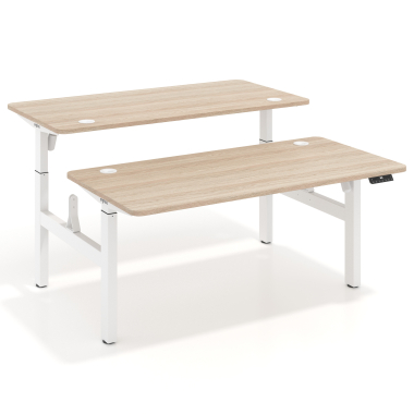 bureau assis debout blanc flax oak erghos go 1