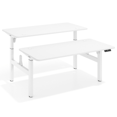 bureau assis debout blanc warm white erghos go 1
