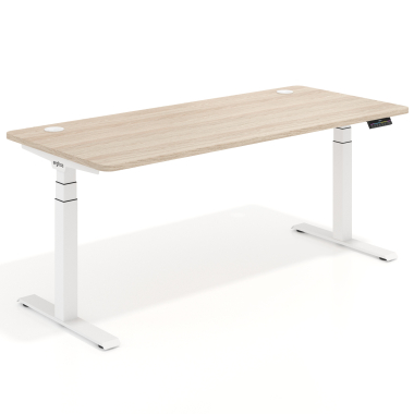 bureau assis debout blanc flax oak erghos pro 1