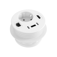 Passe-câbles pour bureau Powerhub Ø80 avec prise, USB, RJ45 et HDMI