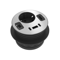 Passe-câbles pour bureau Powerhub Ø80 avec prise, USB, RJ45 et HDMI