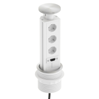 Tour multiprise escamotable Powerhub In&Out Ø80, 3 prises et 2 ports USB