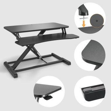 bureau assis debout noir lynk 3