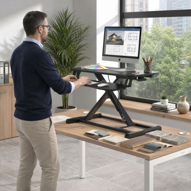 bureau assis debout noir lynk 2