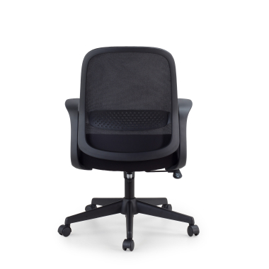 chaise pivotante noir dossier en resille maille accoudoirs fixes 7