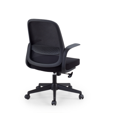 chaise pivotante noir dossier en resille maille accoudoirs fixes 5
