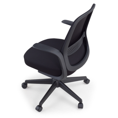 chaise pivotante noir dossier en resille maille accoudoirs fixes 9