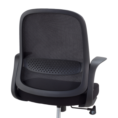 chaise pivotante noir dossier en resille maille accoudoirs fixes 6
