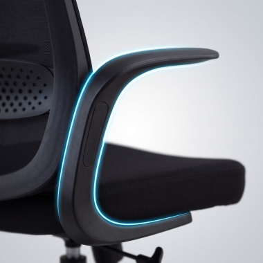 chaise pivotante noir dossier en resille maille accoudoirs fixes 10
