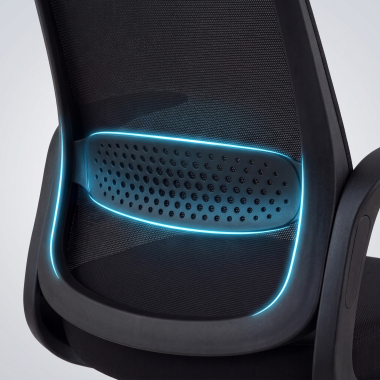 chaise pivotante noir dossier en resille maille accoudoirs fixes 11