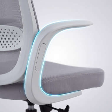 chaise pivotante gris dossier en resille maille accoudoirs fixes 9