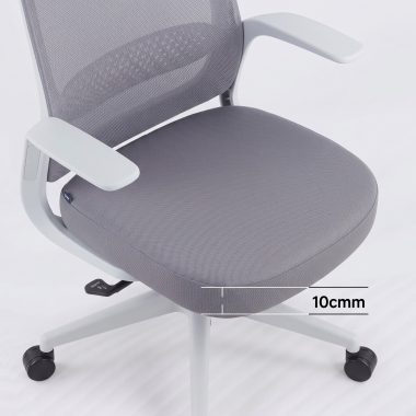 chaise pivotante gris dossier en resille maille accoudoirs fixes 11