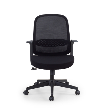 chaise pivotante noir dossier en resille maille accoudoirs fixes 3