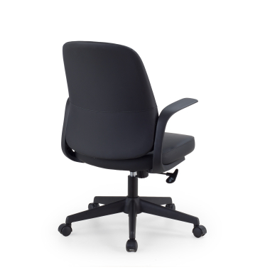 chaise pivotante noir dossier en similicuir simil cuir accoudoirs fixes 8