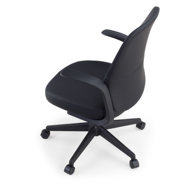chaise pivotante noir dossier en similicuir simil cuir accoudoirs fixes 9