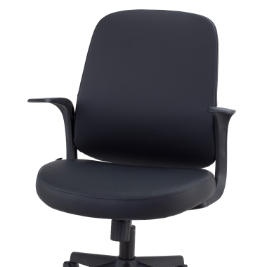chaise pivotante noir dossier en similicuir simil cuir accoudoirs fixes 5