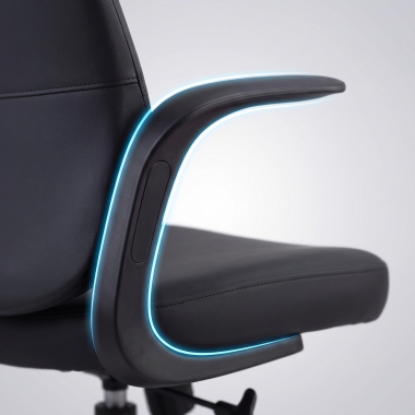 chaise pivotante noir dossier en similicuir simil cuir accoudoirs fixes 10