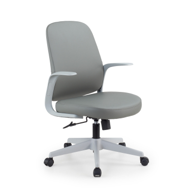 chaise pivotante gris dossier en similicuir simil cuir accoudoirs fixes 1