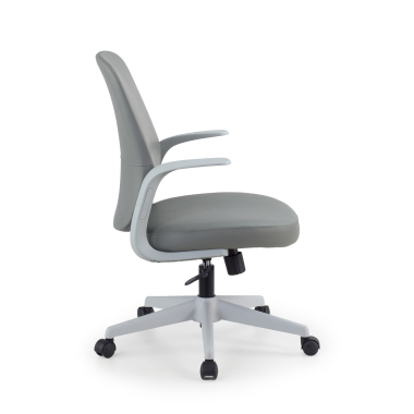 chaise pivotante gris dossier en similicuir simil cuir accoudoirs fixes 4
