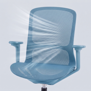 chaise de bureau design bleu muse maille accoudoirs reglables 3d 10