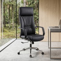 Fauteuil de direction Armani en cuir avec accoudoirs en aluminium