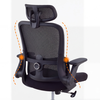 chaise ergonomique noir dexter maille accoudoirs rabattables soutien lombaire appui tete 8