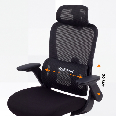 chaise ergonomique noir dexter maille accoudoirs rabattables soutien lombaire appui tete 9