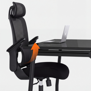 chaise ergonomique noir dexter maille accoudoirs rabattables soutien lombaire appui tete 11
