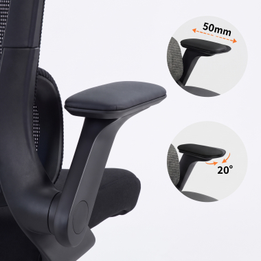chaise ergonomique noir dexter maille accoudoirs rabattables soutien lombaire appui tete 6