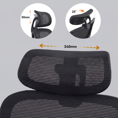 chaise ergonomique noir dexter maille accoudoirs rabattables soutien lombaire appui tete 12